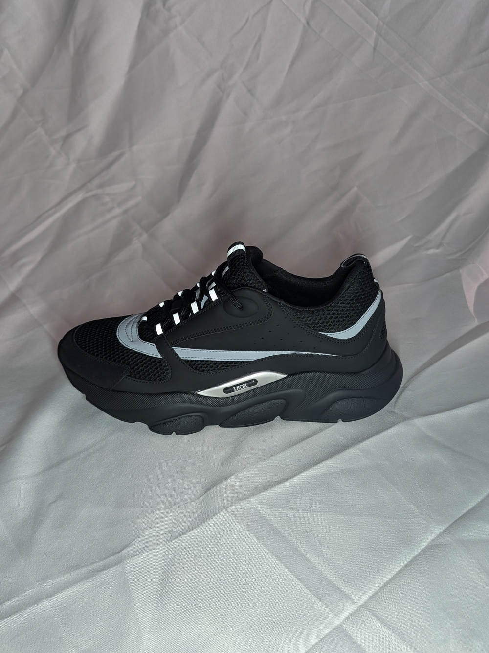 Dior Men's Black and Silver Low-Top Chunky Sneaker